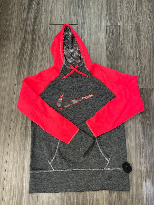 Lightweight graphic sweatshirts grey -Athletic Sweatshirt Hoodie By Nike In Grey & Pink, Size: L