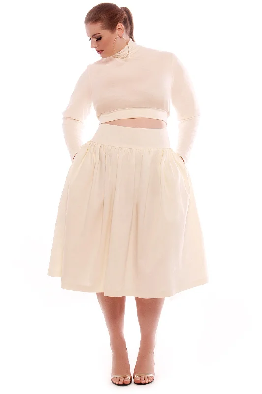 matte finish skirts -High Waist Flare Skirt