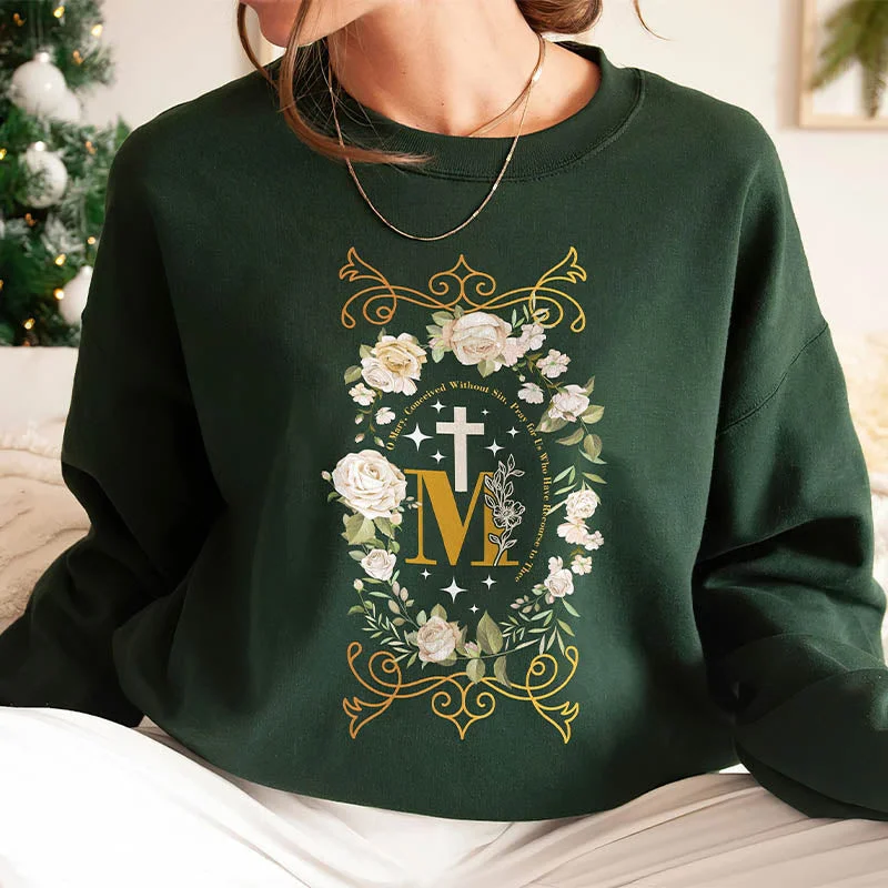 Lightweight pullover sweatshirts red -Marian Cross Medal Sweatshirt