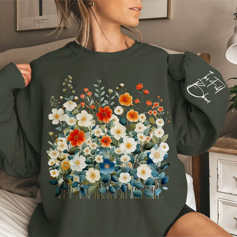 Oversized crewneck sweatshirts beige -Gardening Plant Lover Flowe Sweatshirt