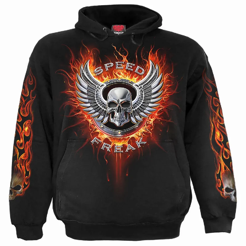 Embroidered cotton hoodie blue -SPEED FREAK - Hoody Black