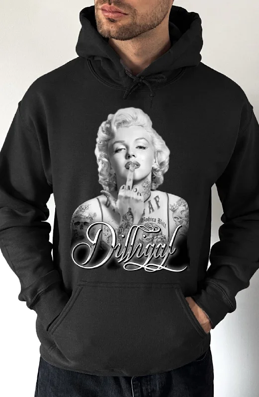 Striped pullover hoodie navy -Marilyn Kiss Attitude Pullover Hoodie