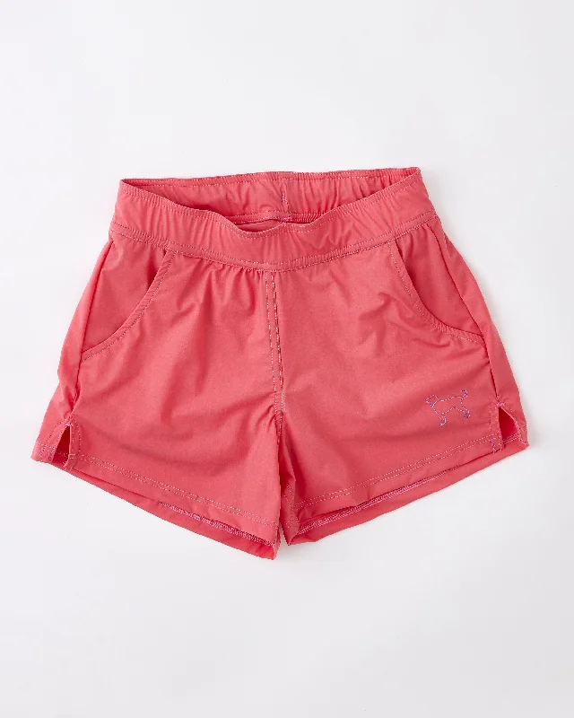 metal button shorts -Girls Black Dog Swim Shorts