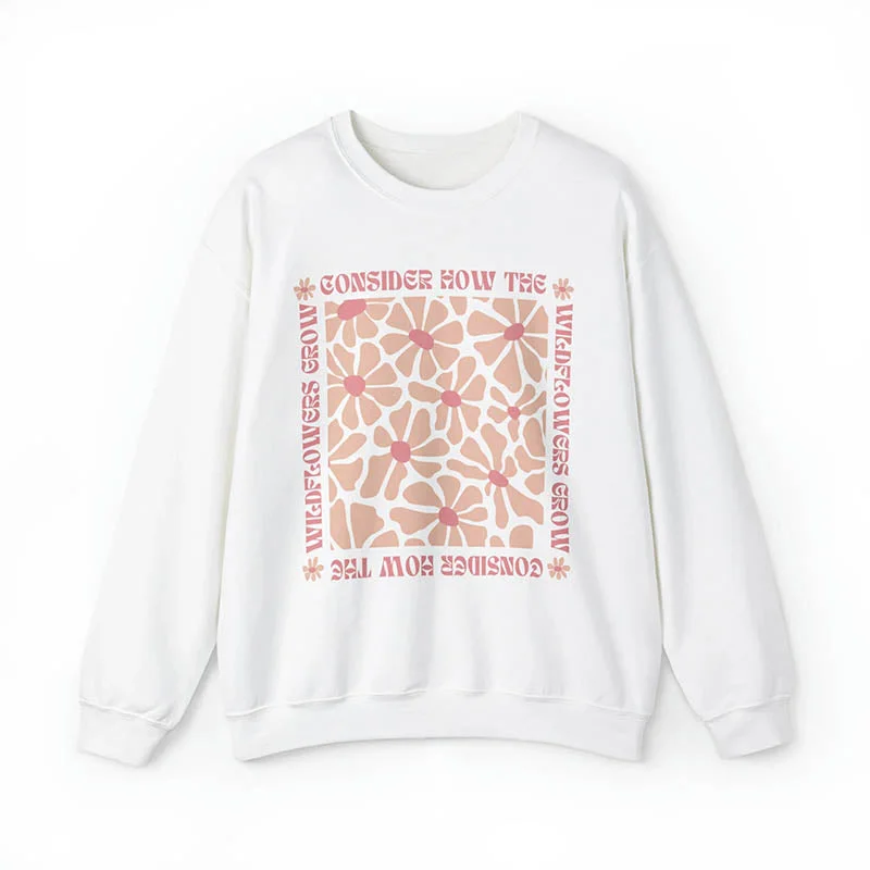 Plain crewneck sweatshirts red -Wildflowers Christian Faith Based Sweatshirt