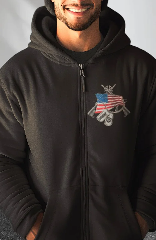 Embroidered cotton hoodie white -American Warfare Zip Up Hoodie