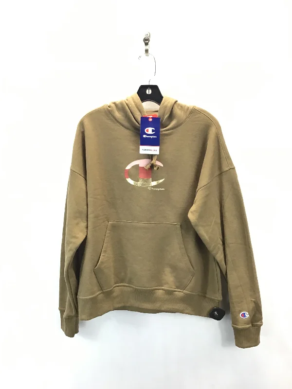 Minimalist fleece sweatshirts beige -Sweatshirt Hoodie By Champion In Brown, Size: M