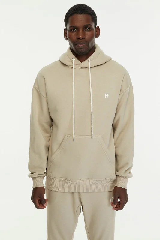 Oversized zip-up hoodie beige -FF / Oversized Pullover Hoodie