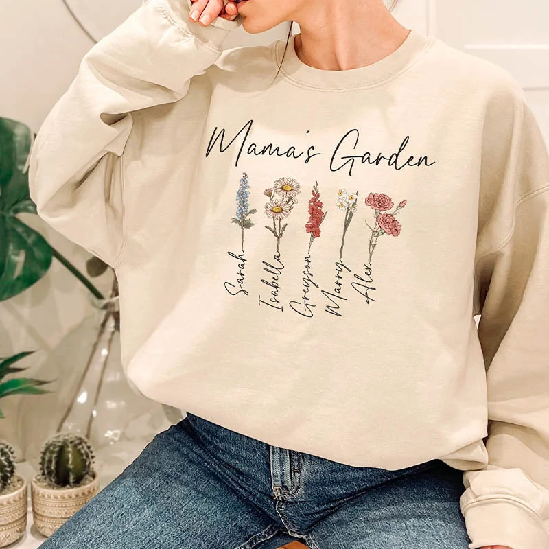 Oversized cotton sweatshirts beige -Mama's Garden Sweatshirt