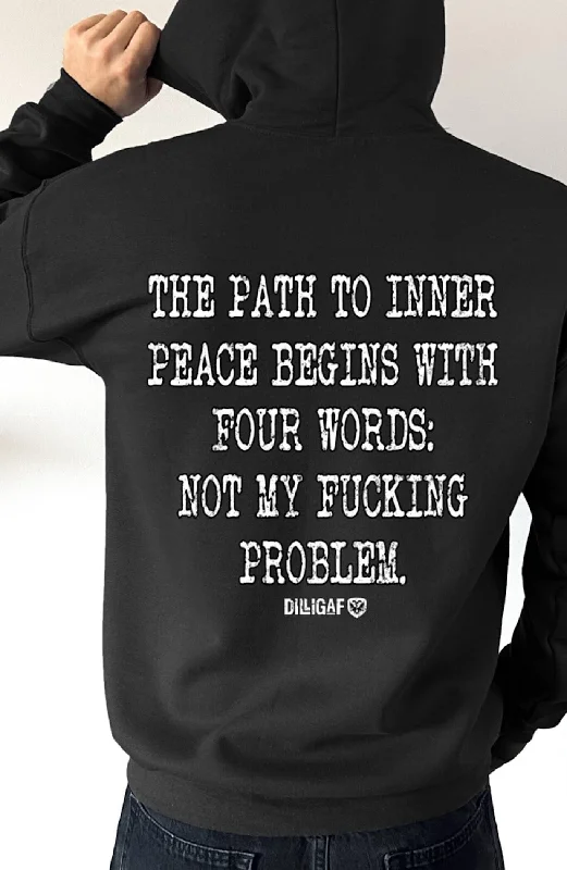 Vintage cotton hoodie green -Path the inner peace Pullover Hoodie