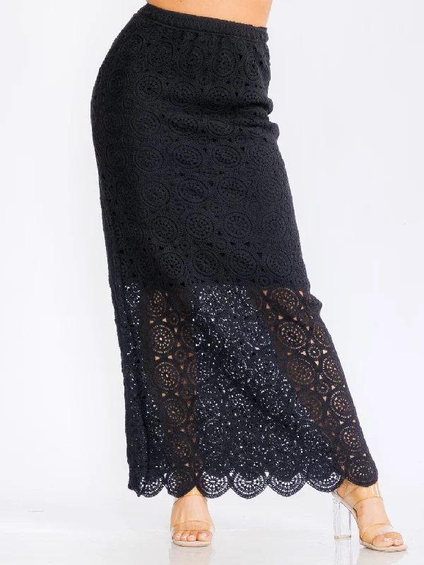 beach wedding skirts -Knit Detailed Maxi Skirt