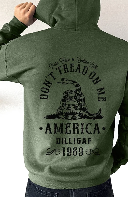 Oversized graphic hoodie green -Don't Tread on Me Pullover Hoodie