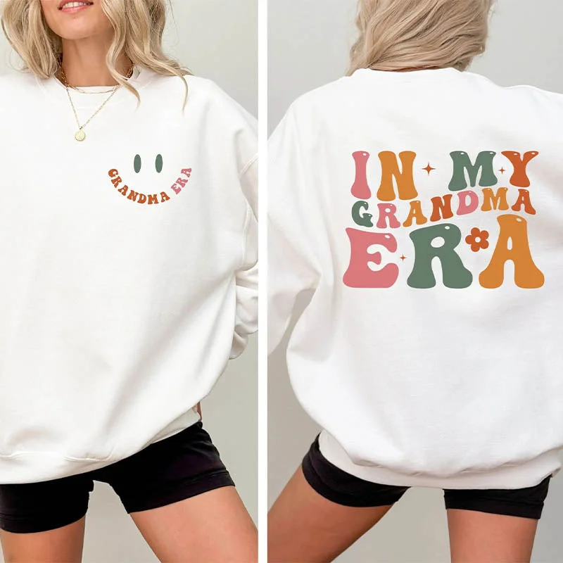 Bold cotton sweatshirts white -In My Grandma Era Lovers Sweatshirt