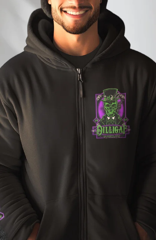 Lightweight pullover hoodie navy -Purple Haze Skull Zip Up Hoodie