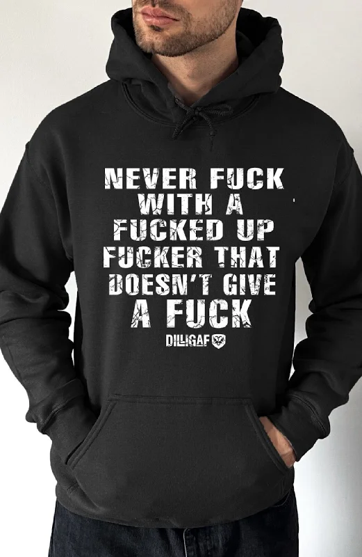 Striped fleece hoodie grey -Fucked Up Fucker Pullover Hoodie