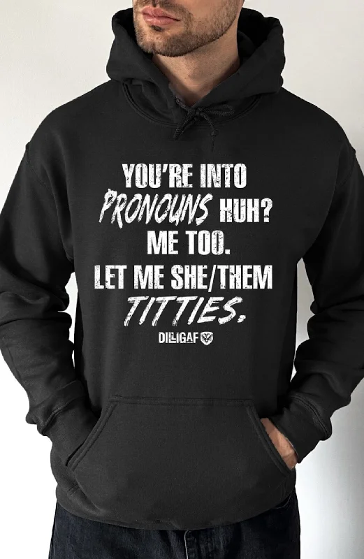 Striped pullover hoodie black -You're Into Pronouns Huh? Pullover Hoodie