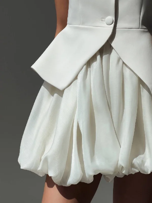 cousin skirts close -Elegant White Bubble Skirt