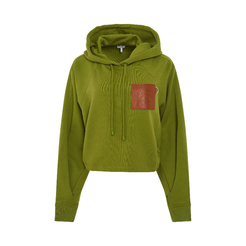 Thick graphic hoodie green -Anagram Cropped Hoodie in Green Bean