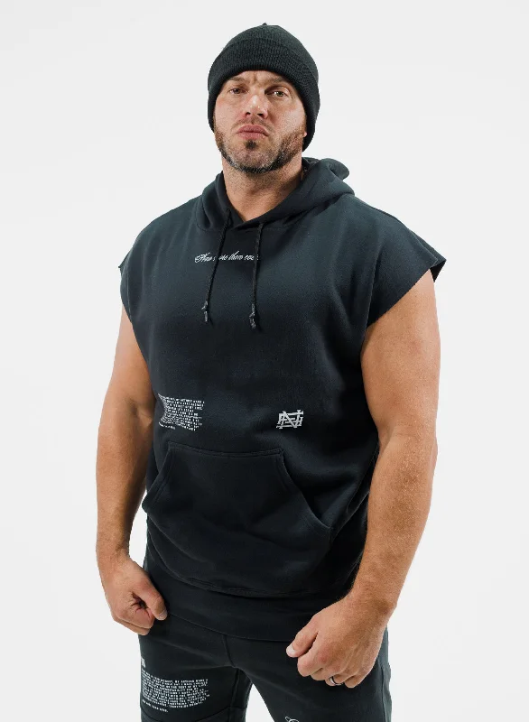 Thick fleece hoodie blue -MORE THAN EVER SLEEVELESS HOODIE - BLACK