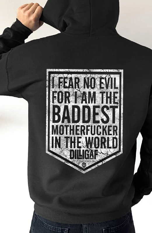 Vintage cotton hoodie black -Dilligaf I Fear No Evil Pullover Hoody