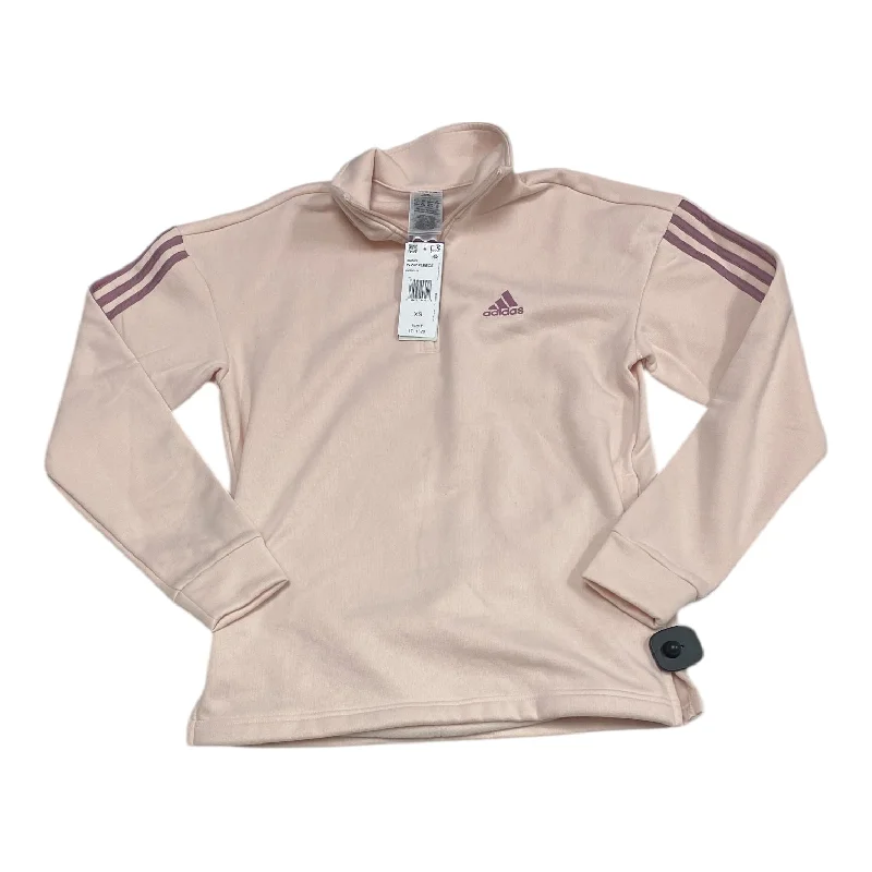 Minimalist fleece sweatshirts black -Athletic Sweatshirt Collar By Adidas In Pink & Purple, Size: Xs