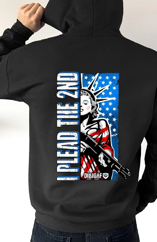 Soft cotton hoodie grey -Lady Liberty Plead The 2nd Pullover Hoodie