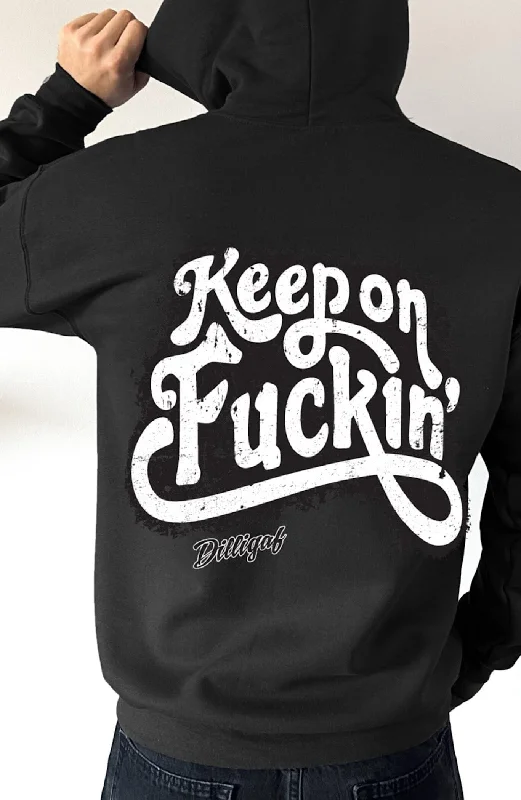 Soft zip-up hoodie pink -Keep on Fuckin' Pullover Hoodie