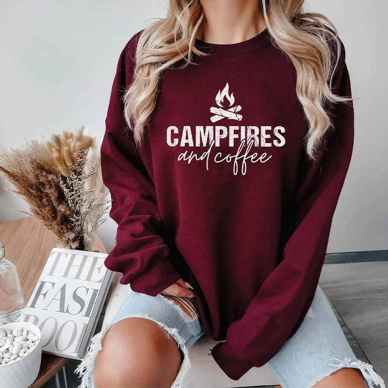 Custom cotton sweatshirts navy -Campfires Outdoor Adventure Sweatshirt