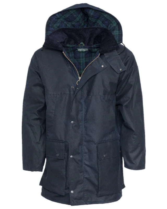 Hooded bomber jacket black -Hoggs of Fife Padded Waxed Jacket