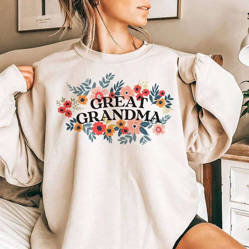 Thick graphic sweatshirts white -Great Grandma Sweatshirt