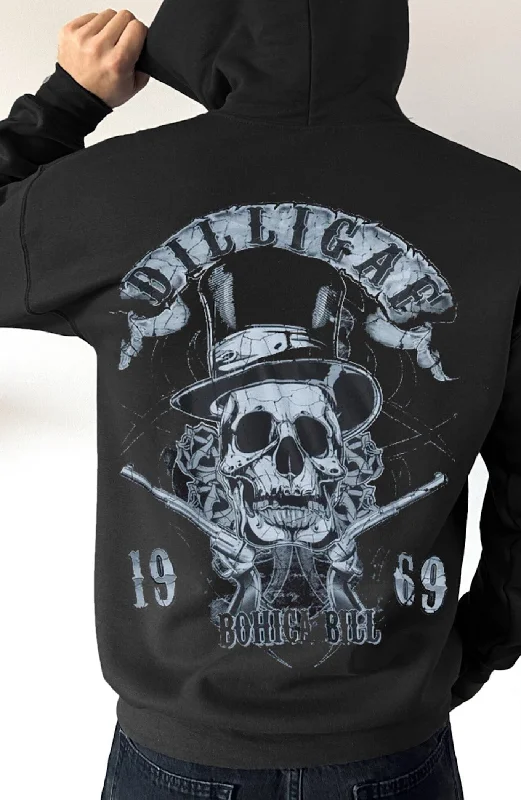 Embroidered cotton hoodie beige -The Gunslinger from Hell Pullover Hoodie