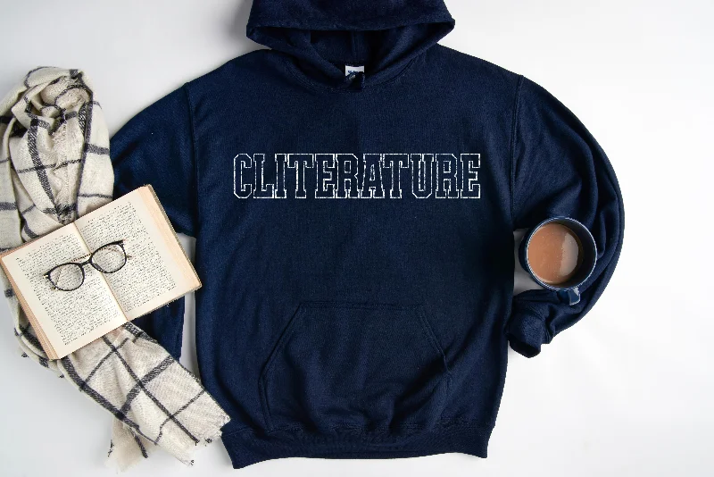 Retro cotton hoodie black -cliterature hoodie