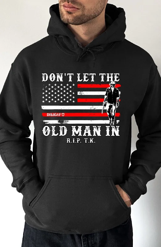 Embroidered cotton hoodie beige -Don't Let The Old Man In Pullover Hoodie