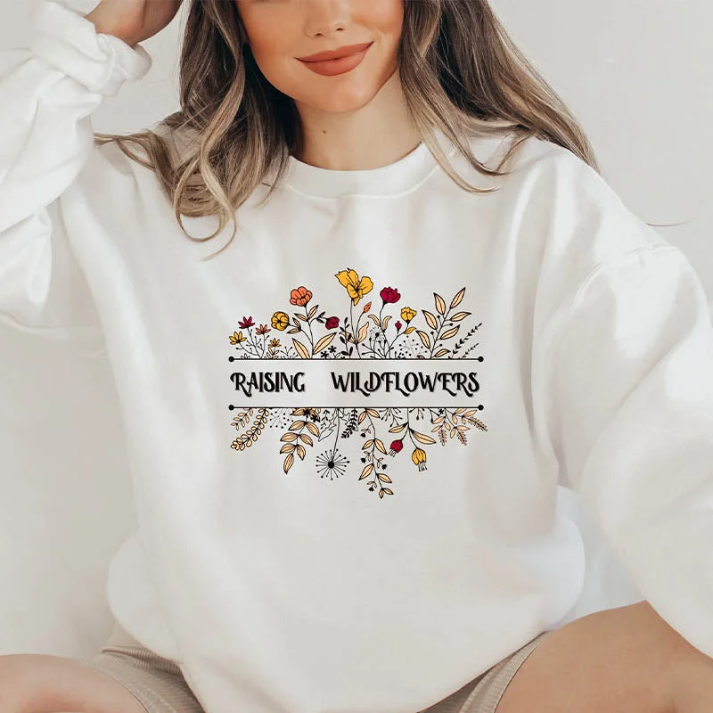 Soft fleece sweatshirts blue -Raising Wildflowers Sweatshirt