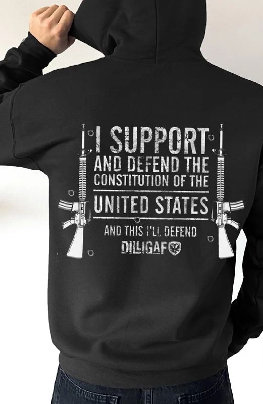 Oversized cotton hoodie green -Support and Defend the USA Dilligaf Pullover Hoodie