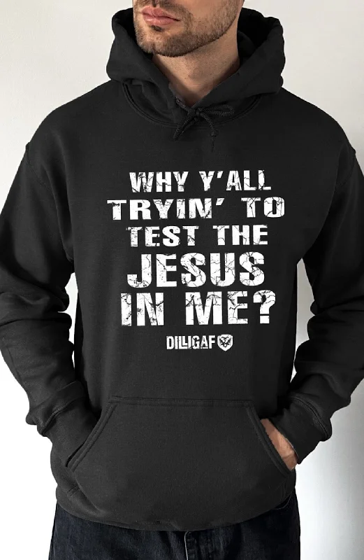 Retro fleece hoodie grey -Test Jesus Pullover Hoodie