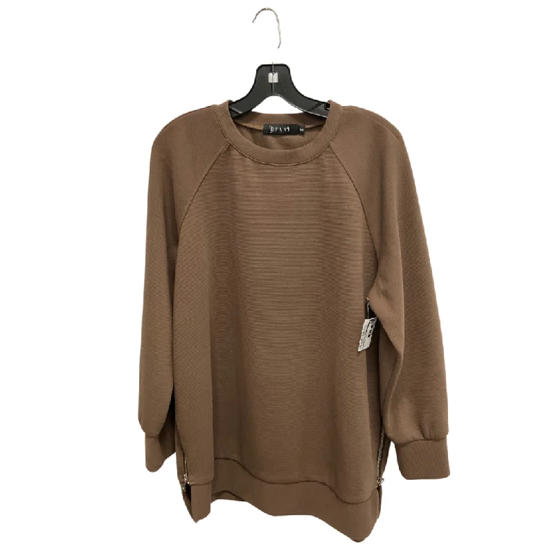 Cropped cotton sweatshirts blue -Sweatshirt Crewneck By Clothes Mentor In Brown, Size: S