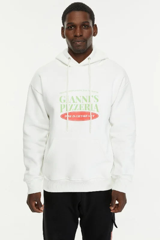 Lightweight zip-up hoodie green -Giannis Pizzeria / Oversized Pullover Hoodie