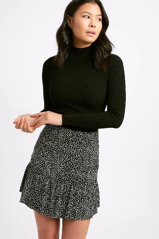 cousin skirts close -Snow Leopard Mini Skirt