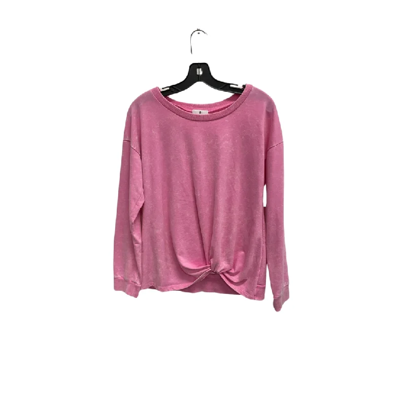 Embroidered cotton sweatshirts black -Athletic Sweatshirt Crewneck By Socialite In Pink, Size: M