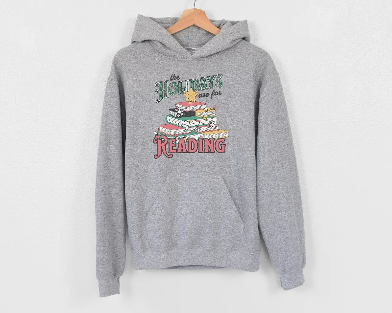 Cropped graphic hoodie blue -the holidays are for reading hoodie