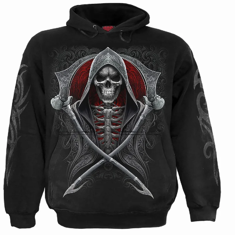 Cozy zip-up hoodie white -REAPER'S PORTAL - Hoody Black