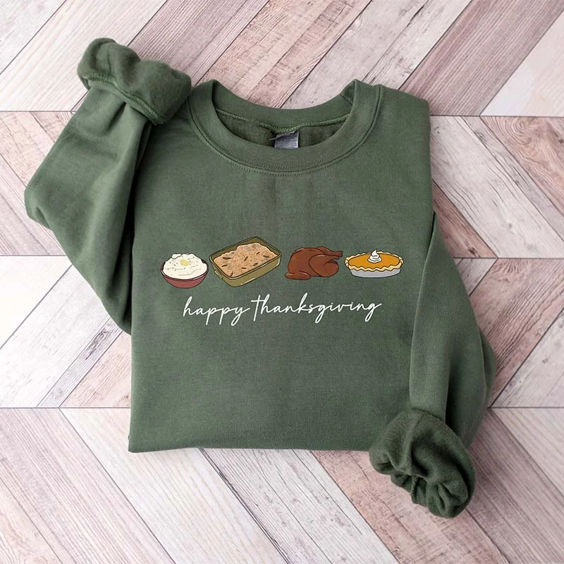 Plain cotton sweatshirts red -Retro Thanksgiving Pumpkin Pie Sweatshirt