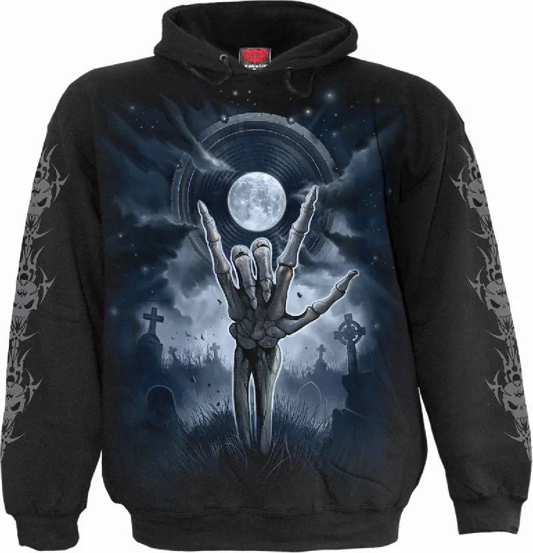 Plain pullover hoodie black -GRIM ROCKER - Hoody Black