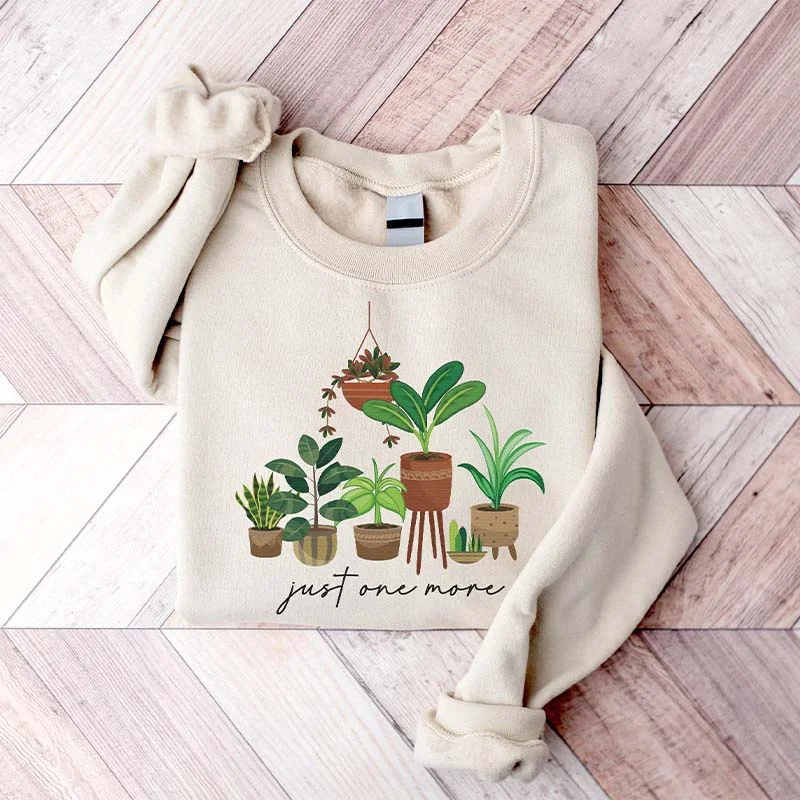 Striped pullover sweatshirts navy -Plant Lover Mom Gift Just One More Sweatshirt