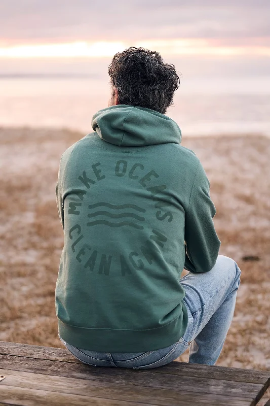 Retro cotton hoodie navy -Hoodie "Make Oceans Clean Again"