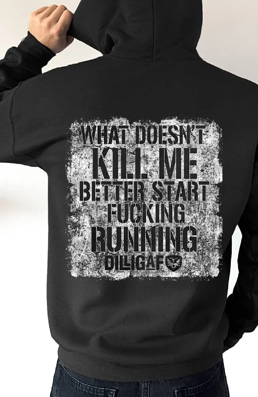 Lightweight graphic hoodie navy -What Doesn't Kill Me Dilligaf Pullover Hoody