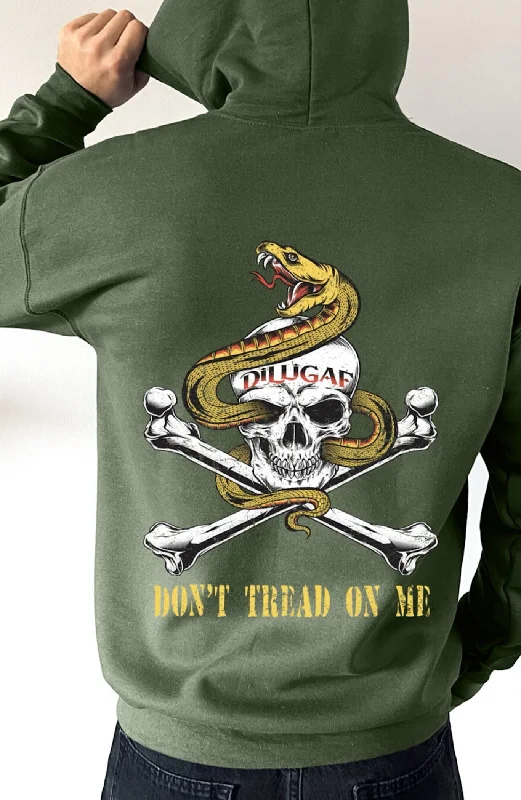 Cozy zip-up hoodie pink -Don't Tread on me Skull Pullover Hoodie