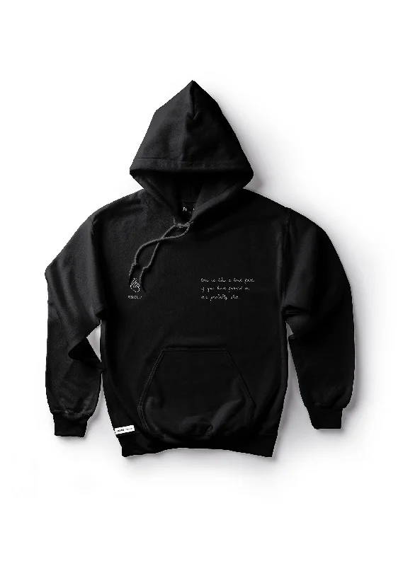 Cozy fleece hoodie black -Love / Oversized Pullover Hoodie