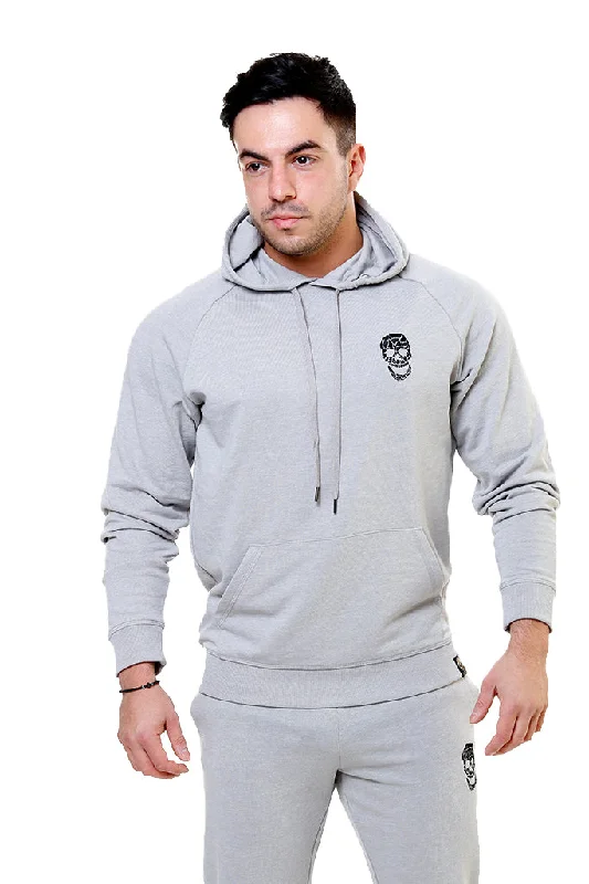 Plain fleece hoodie pink -Mens Silver Slim Fit Hoodie