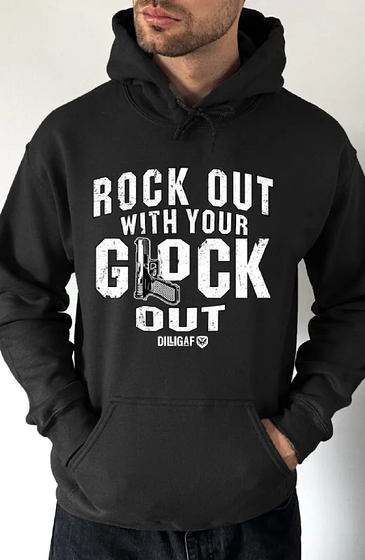 Embroidered zip-up hoodie green -Rock Out, Glock Out Pullover Hoodie